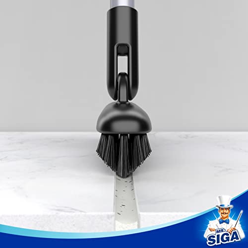 MR.SIGA Grout Scrub Brush with Long Handle, Shower Floor Scrubber for Cleaning, Tile Scrub Brush with Stiff Bristles