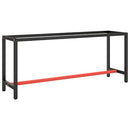 vidaXL Heavy-Duty Powder-Coated Metal Work Bench Frame - Matte Black and Matte Red - Durable with Reinforced Bars, Easy Assembly, Suitable for Various Tasks