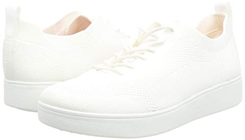 FitFlop Women's Rally Tennis Sneaker-Tonal Knit, Urban White, 8 US