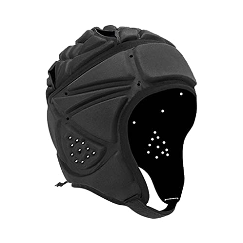 TENOL Rugby Helmet headprotect Breathable Head for Soccer Roller Skating Adult, Black