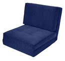 Urban Shop Ultra Suede Convertible Flip Chair, Blue 28.5D x 26W x 24H in