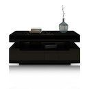 Coffee Table High Gloss Front Tea Table 4 Drawers Storage Shelf Wood Modern Living Room Furniture Black 85cm Length