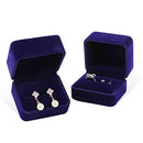 iSuperb Set of 2 Blue Velvet Couple Double Ring Box Earring Jewelry Case Gift Boxes 2.7x2.7x1.6inch