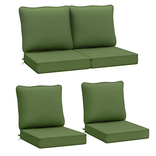 AAAAAcessories Outdoor Deep Seat Cushions for Patio Furniture, Water-Resistant Replacement Patio Chair Cushions Set of 4, 24 x 24 x 5 inch, Dark Moss Green