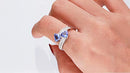 Gin and Grace 10K White Gold Mozambique Genuine Tanzanite Ring with Diamonds for women | Ethically, authentically & organically sourced (Trillion-cut) shaped Tanzanite hand-crafted jewelry for her