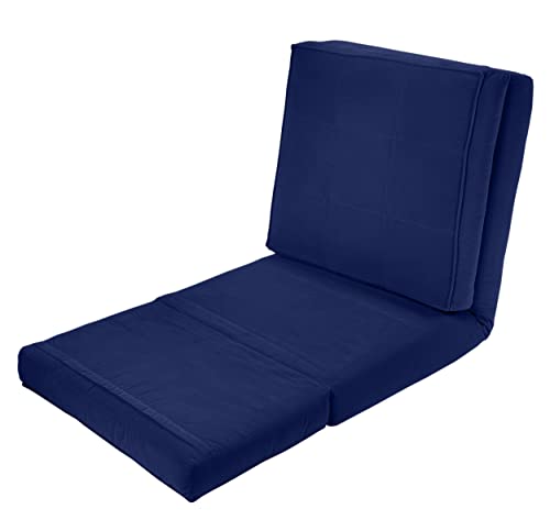 Urban Shop Ultra Suede Convertible Flip Chair, Blue 28.5D x 26W x 24H in