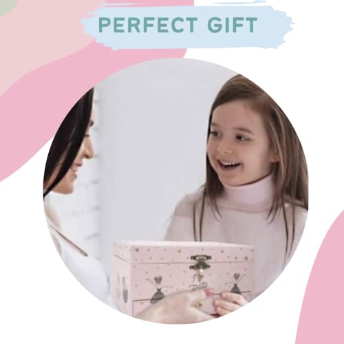 LIV&LOVE Music Jewellery Box with Necklace Pendant and Charm Bracelet Set|Jewllery Musical Box| Music Box for Girls|Dancing Ballerina Box| Music Box Ballerina (Pink Ballet Box + Ballerina Doll)