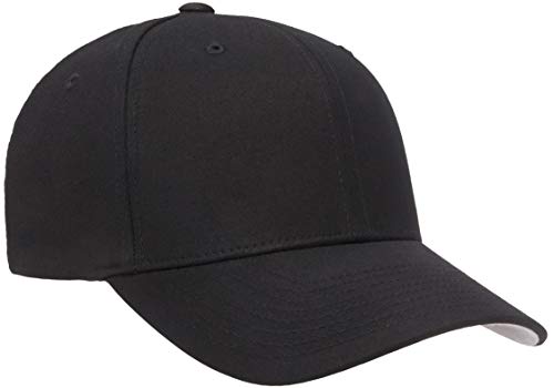 Flexfit Unisex Adults Cotton Twill Fitted Cap Hat, Black, Large-X-Large US