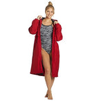 Sporti Comfort Fleece-Lined Swim Parka, Red Shell/ Charcoal Lining, Large