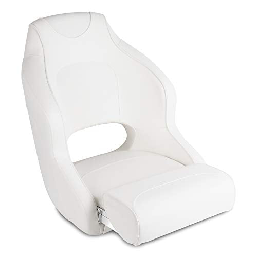 Leader Accessories Two Tone Captains Bucket Seat Boat Seat Premium Sports Flip Up Boat Seat (Model A - White)