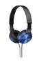 Sony Foldable Headphones with Smartphone Mic and Control - Metallic Blue (International Version)