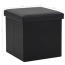 "vidaXL Folding Storage Stool - Black Faux Leather Upholstery, Comfortable Seat with Hidden Storage Space, Ideal for Living Room & Bedroom"