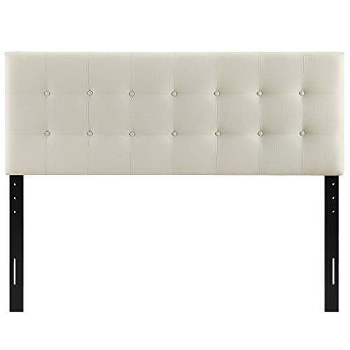 (Queen, Ivory Fabric) - Modway Emily Upholstered Tufted Button Fabric Queen Size Headboard in Ivory