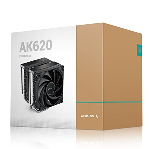 DeepCool AK620 CPU Air Cooler, 6 Heatpipes, Dual-Tower, 2x120mm FDB Fans, LGA1700 Compatible