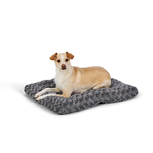 Amazon Basics Plush Pet Bed and Dog Crate Pad, X-Small, 58 x 20 x 6 cm, Gray Swirl