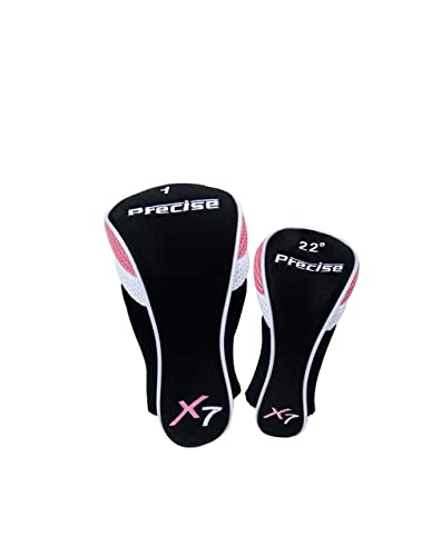 Precise Distinctive Girls Right Handed Pink Junior Golf for Age 9 to 12 (Height 4'4" to 5') Includes: Driver, Hybrid Wood, 2 Irons, Putter, Bonus Bag & 2 Headcovers,70000-PINK-9-12-RH