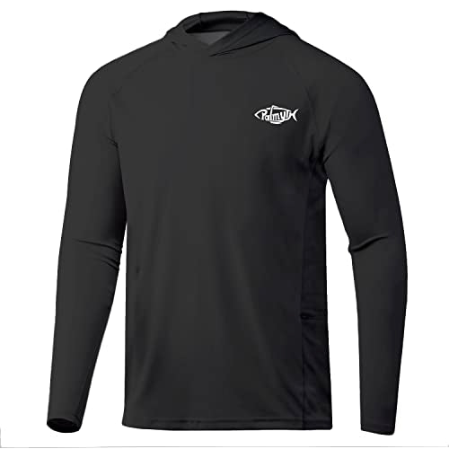 Palmyth Fishing Hoodie for Men Long Sleeve Sun Protection UV UPF 50+ Shirts, Cowboy Rides Bass / Black, Large