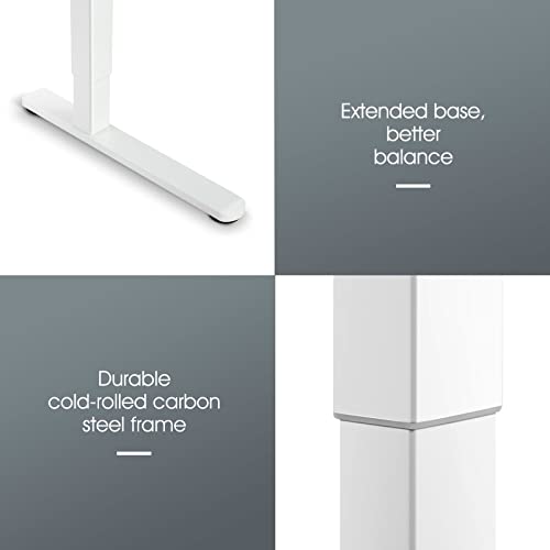 Luxsuite Electric Standing Desk Sit Stand Up Office Table Height Adjustable Motorised Rising Memory Function Tempered Glass Top Wireless Charger USB White