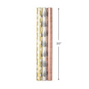 Hallmark Foil Christmas Wrapping Paper with Cut Lines on Reverse (3 Rolls: 60 Sq. Ft. Ttl) Rose Gold, Silver Trees, Gold Snowflakes for Holidays, Hanukkah, Winter Solstice, Weddings, Graduations