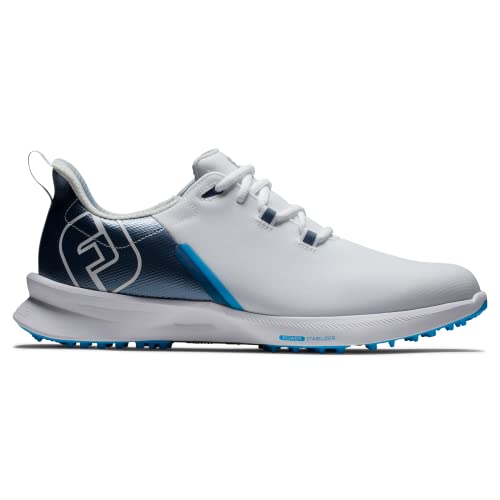 FootJoy Men's Fj Fuel Sport Golf Shoe, White Navy Blue, 8 US