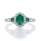 Gin & Grace Women's 14K White Gold Natural Zambian Emerald Ring With Natural Diamonds Oval-Cut Emerald (TW3319R-EM-10)