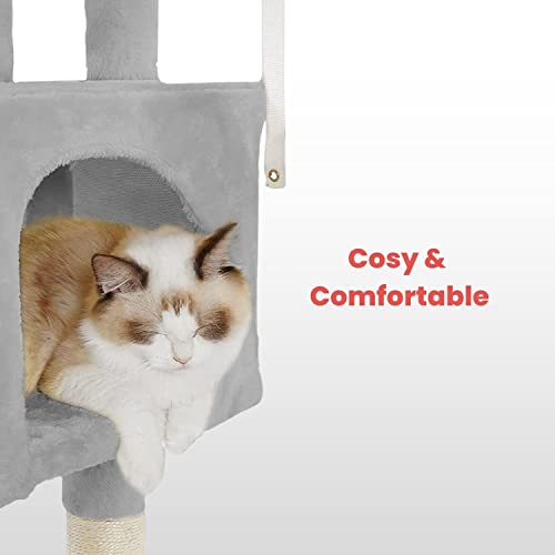 Floofi 170cm Cat Tree, Cat Tower, Cat Scratching Post, Cat Tree for Indoor Cats, Cat Condo, Cat Furniture, Cat Trees, Cat Post, Large Cat Tree, Cat Tree Tower, Cat Tower Large Cats (Grey)