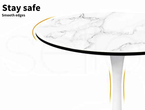 Levede Dining Table Kitchen Swivel Marble Tulip Outdoor Round Metal White 80cm