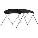 SereneLife Waterproof Boat Bimini Top Cover - 79-84" W 3 Bow Bimini Top Sun Shade Boat Canopy - 1" Double Wall Aluminum Frame Tubes, 2 Front Straps, 2 Rear Support Poles, Storage Boot SLBTW84G, Gray