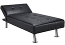 Yaheetech Faux Leather Sofa Bed Sleeper - Convertible Futon Sofa Modern Recliner Couch Daybed with Chrome Metal Legs for Living Room Black