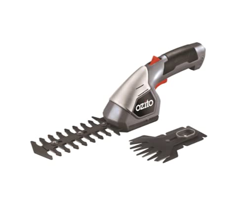 Ozito HTL-072 7.2V Lithium-Ion Cordless Small Hedge Trimmer with 100mm Grass Blade/150mm Hedge Trimmer Blade 8mm Cutting Width