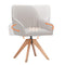 Furniliving Mid Century Modern Swivel Accent Chair for Living Room, Wood Desk Chair with Arms Mid Back Arm Chairs Upholstered Home Office Chair No Wheels for Home Office/Bedroom, Beige