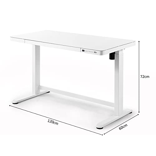 Luxsuite Standing Desk Electric Motorised Sit Stand Table Desk Home Office Workstation Height Adjustable with Drawers White