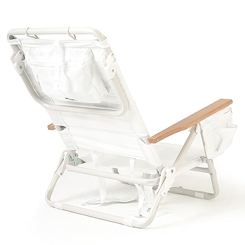 Business & Pleasure Co. Holiday Tommy Chairs - Set of 2 Reclining Backpack Beach Chairs - Antique White, 2-Pack