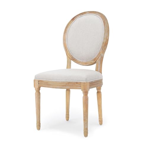 Christopher Knight Home Phinnaeus Polyester Beige Fabric Dining Chair (Set of 2), 2-Pcs Set