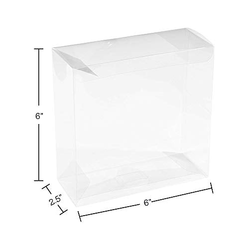 Clear PET Plastic Storage Boxes – Transparent Gift Boxes, Empty Containers Packing Box for Party Favors Ideal for Cookies, Ornament, Gifts, Wedding, Birthday and Parties 6"x6"x2.5" (8 Pack)