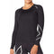 2XU Women's Compression Long Sleeve Top - Enhance Performance and Recovery - Black/Silver - Size X-Large