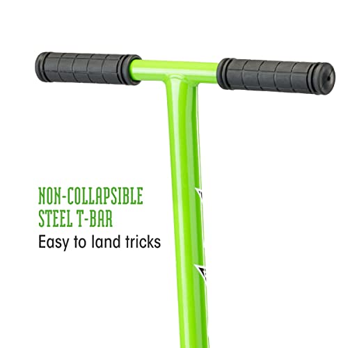 Xootz Brainache Kids Scooter, Boys and Girls Kick Scooter, Entry Level, Children’s Beginners T-Bar Stunt Scooter, Stylish Grip Tape Deck, Ages 5+, Green