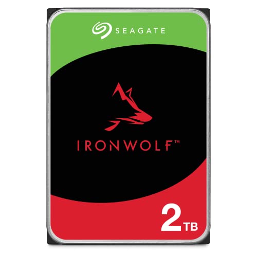 Seagate IronWolf, 2TB, Enterprise Internal NAS HDD - CMR 3.5 Inch, SATA 6GB/s, 5900 RPM, 256 MB Cache for RAID NAS, Rescue Services - Frustration Free Packaging (ST2000VNZ03)