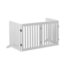 Charlie's 4 Panel Freestanding Wooden Pet Gate for Dog Cat Suitable for Doorways Halls Bedrooms Staircases Laundry Rooms Backyards No Drilling Durable Portable Indoor/Outdoor - White 204cmx1.8cmx61cm