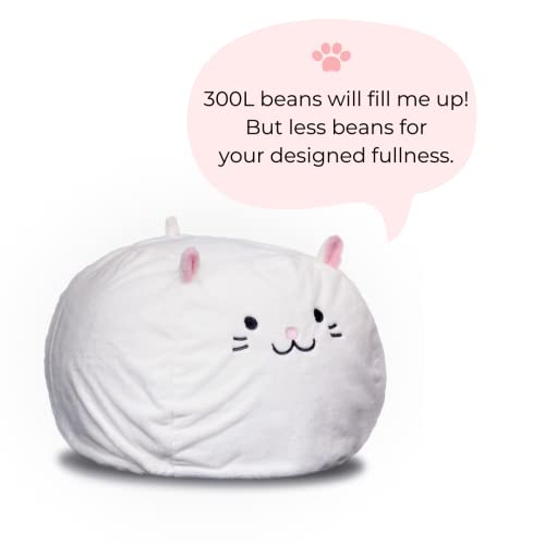 Furry Bean Bag Cover, Creative Kids Bean Bag Chair Cover, Faux Fur Bean Bag for Toddler, Teens and Adults 32x32x18in (Pinky Cat)