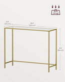 Vasagle Console Table, Tempered Glass Table, Modern Sofa or Entryway Table, Metal Frame, Sturdy, Adjustable Feet, for Living Room, Hallway, Golden