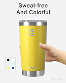 Berusd Coffee Cup 600ml Insulated Tumbler with Lid, Double Wall Vacuum Stainless Steel Coffee Travel Mug, Leak Proof Insulated Flask Large Water Drink Bottle Cup Thermo Mug 20 oz Yellow