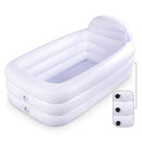 HIWENA Inflatable Portable Bathtub, White Durable Soaking Bath Tub with Large Backrest, Freestanding Inflatable Pool Bathroom Home Spa