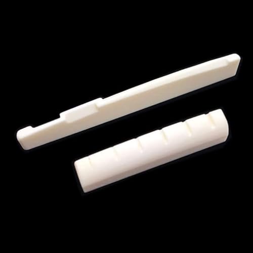 6 Strings Guitar Bone Bridge Saddle and End Nut Set Replacement Ivory For Acoustic Guitar