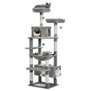 PAWZ Road Large Cat Tree, 72 Inches Cat Tower for Large Cats, Cat Condo with Sisal-Covered Scratching Posts and Pads, 2 Padded Perch, Dual Condo and Basket for Indoor Cats-Gray (AM01-AMT0204GY)