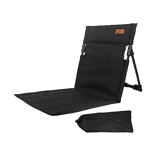 koolsoo Beach Chair with Back Support Foldable Chair Easy to Fold and Carry Beach Lounger Portable Stadium Chair Beach Floor Chair for Park Trekking, Black