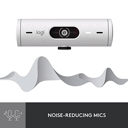 Logitech Brio 500 Full HD Webcam with Auto Light Correction, Show Mode, Dual Noise Reduction Mics, Webcam Privacy Cover, Works with Microsoft Teams, Google Meet, Zoom, USB-C Cable, Streaming - White