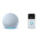 Echo Dot with Clock (5th Gen) Cloud Blue + Ring Video Doorbell (2nd Gen) Satin Nickel