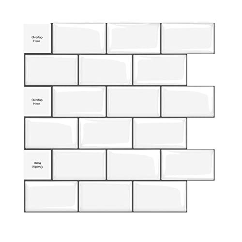 【Hot Selling-Mono White】MORCART Peel and Stick Tile, Superior Stick on Wall Tiles for Kitchen Backsplash (30x30cm, 5 Tiles)