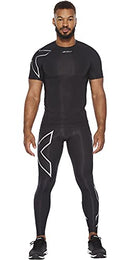 2XU Men's Core Compression T-Shirt - Enhance Performance and Recovery - Black/Silver - Size Large